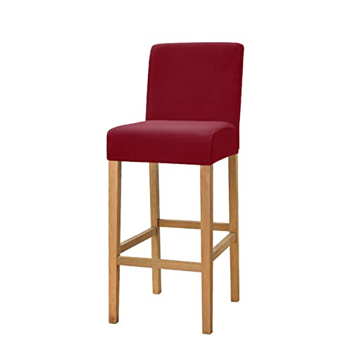 OwkHome Dehnbare Barhocker-Schonbezüge Aus Samt Mit Rückenlehne, 2er-Pack for Stühle In Thekenhöhe(Wine Red) von OwkHome