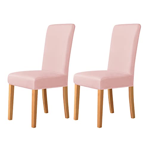 OwkHome Dehnbare Jacquard-Stuhlhussen for Esszimmerstühle, 2er-Pack – Universell Passende Schonbezüge for Küche Und Restaurant(Pink) von OwkHome
