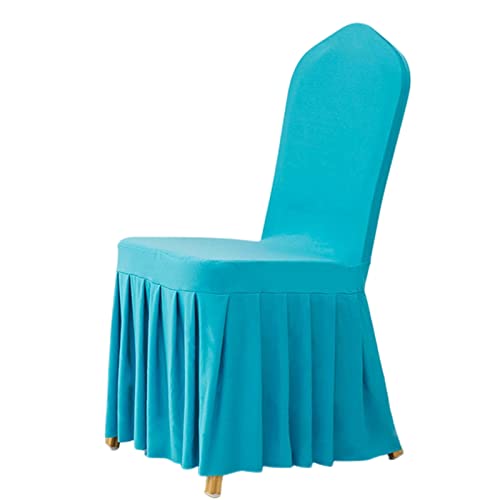 OwkHome Dehnbare Stuhlhussen for Bankette Mit Rock – Einfarbiges Set Mit Eventhussen(Blue,50PCS) von OwkHome