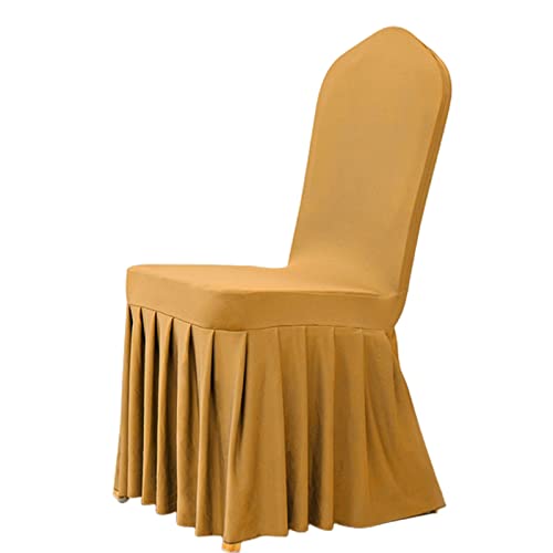 OwkHome Dehnbare Stuhlhussen for Bankette Mit Rock – Einfarbiges Set Mit Eventhussen(Gold,20PCS) von OwkHome