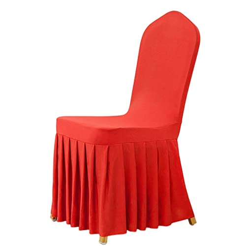 OwkHome Dehnbare Stuhlhussen for Bankette Mit Rock – Einfarbiges Set Mit Eventhussen(Red 1,100PCS) von OwkHome
