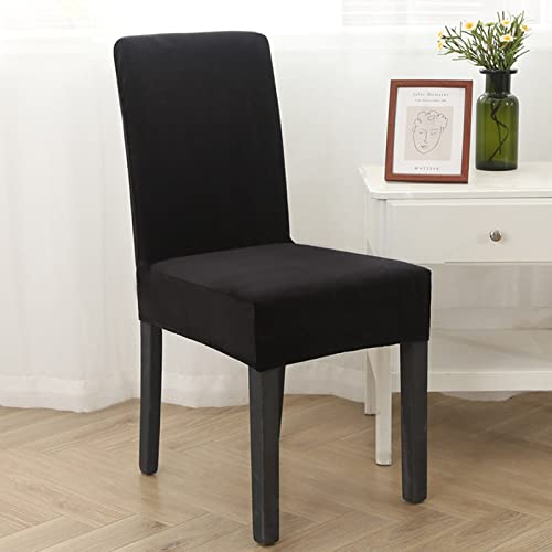 OwkHome Dehnbarer Stuhlbezug, Schutzhülle Mit Elastischem Saum for Esszimmerstühle, Möbelschutz, Waschbarer Schonbezug for Zuhause Und Veranstaltungen(Black,2PCS) von OwkHome