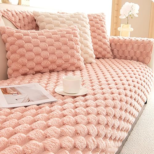 OwkHome Dicker, Rutschfester Sofabezug Aus Plüsch, Universelle Passform for Schutz Der Möbel(Pink,110 * 160cm/43 * 63in) von OwkHome
