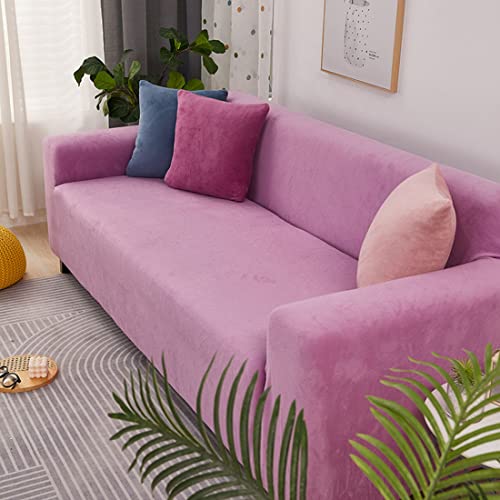 OwkHome Dicker, Weicher Stretch-Sofabezug, rutschfest, Waschbar, Möbelschutz Aus Polyester(Light Purple,3 Seater(190-230cm)) von OwkHome