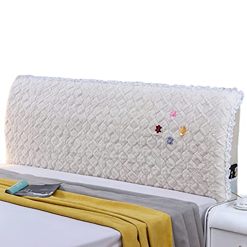 OwkHome Dicker Stoff-Kopfteilbezug - Stretchbezug for Queen- Und Kingsize-Betten(White,220cm(87inch)) von OwkHome