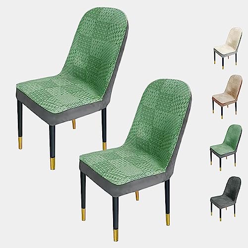 OwkHome Dickes Jacquard-Esszimmerstuhl-Bezugsset, Schonbezug Mit Gebogener Rückenlehne for Hotel Und Restaurant(Green 2pcs) von OwkHome