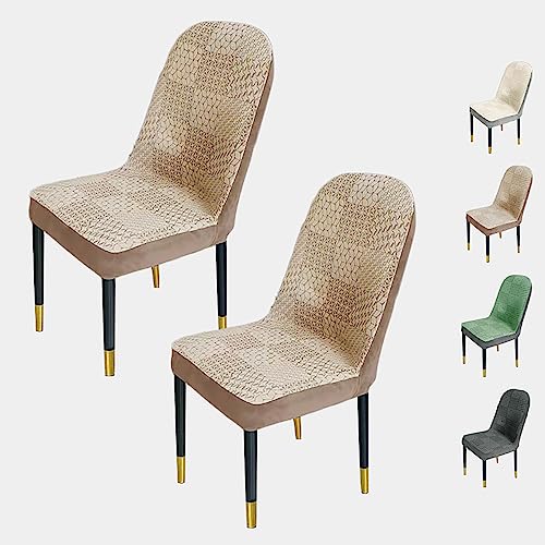OwkHome Dickes Jacquard-Esszimmerstuhl-Bezugsset, Schonbezug Mit Gebogener Rückenlehne for Hotel Und Restaurant(Khaki 2pcs) von OwkHome