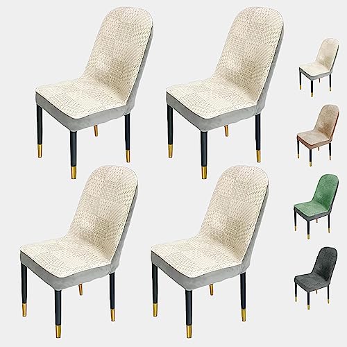 OwkHome Dickes Jacquard-Esszimmerstuhl-Bezugsset, Schonbezug Mit Gebogener Rückenlehne for Hotel Und Restaurant(White 4pcs) von OwkHome