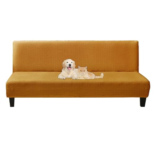 OwkHome Einfarbiger Futonbezug Ohne Armlehnen - Stretch-Schonbezug for Faltbare Schlafsofas(Yellow,Large) von OwkHome