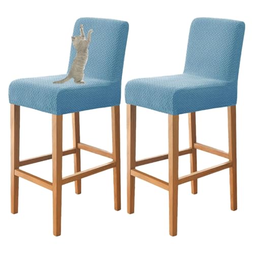OwkHome Elastische, rutschfeste Barhocker-Schonbezüge Mit Rückenlehne for Den Einsatz Im Essbereich Und In Der Kneipe(Blue) von OwkHome