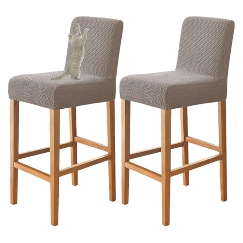 OwkHome Elastische, rutschfeste Barhocker-Schonbezüge Mit Rückenlehne for Den Einsatz Im Essbereich Und In Der Kneipe(Khaki) von OwkHome