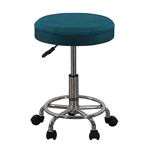 OwkHome Elastische Hockerhussen Aus Samt, Dehnbar, Waschbar, for Bar- Und Drehstühle(Dark Blue,2 Pieces) von OwkHome