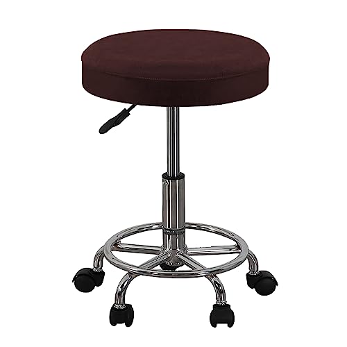 OwkHome Elastische Hockerhussen Aus Samt, Dehnbar, Waschbar, for Bar- Und Drehstühle(Dark Coffee,6 Pieces) von OwkHome
