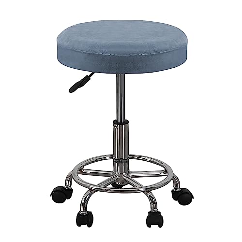 OwkHome Elastische Hockerhussen Aus Samt, Dehnbar, Waschbar, for Bar- Und Drehstühle(Light Blue,4 Pieces) von OwkHome