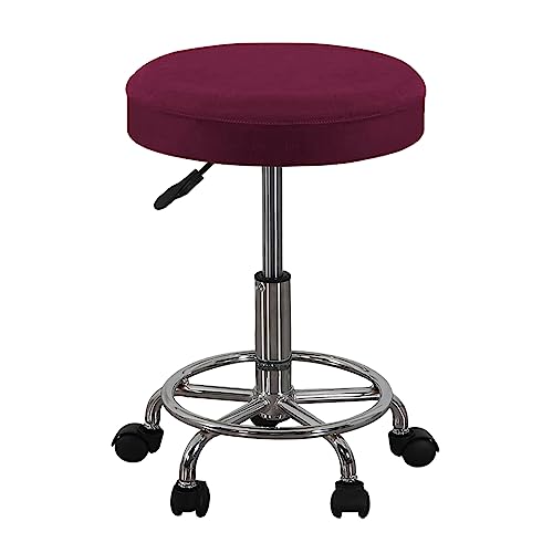 OwkHome Elastische Hockerhussen Aus Samt, Dehnbar, Waschbar, for Bar- Und Drehstühle(Wine Red,6 Pieces) von OwkHome