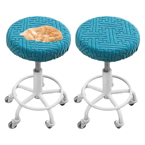 OwkHome Elastische Jacquard-Barhocker-Schonbezüge, Rundes Stretch-Esszimmerstuhl-Sitzschutz-Set(Blue,2PCS) von OwkHome