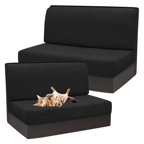 OwkHome Elastische Kissenbezüge for Die Essecke Im Wohnmobil, 2er-Set, rutschfeste Schonbezüge for Campersitze, Waschbarer Möbelschutz(Black,Set of 2) von OwkHome