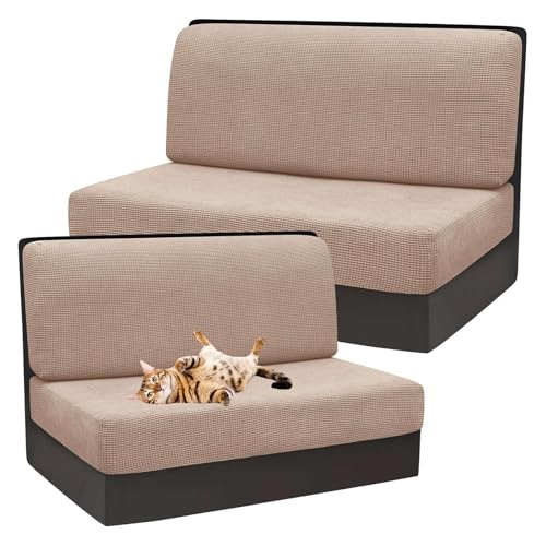 OwkHome Elastische Kissenbezüge for Die Essecke Im Wohnmobil, 2er-Set, rutschfeste Schonbezüge for Campersitze, Waschbarer Möbelschutz(Khaki,Set of 2) von OwkHome