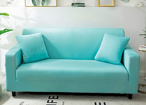 OwkHome Elastischer, Dehnbarer Sofabezug In Volltonfarbe, Sicherer Sitz, Möbelschutz(Blue-4,1 Seater(90-140cm)) von OwkHome