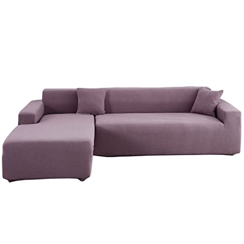 OwkHome Elastischer Sofabezug In L-Form, Maschinenwaschbar, Möbelschutz Mit Rutschfester Unterseite(Light Purple,3 Seater+4 Seater) von OwkHome