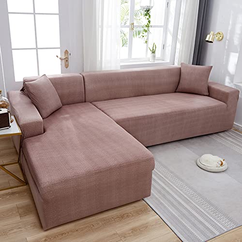 OwkHome Elastischer Sofabezug Mit Hoher Dehnbarkeit, Universelle Passform, Rutschfester Möbelschutz, Haustierbeständiger Bezug(Light Pink,2 Seater(145-185cm)) von OwkHome