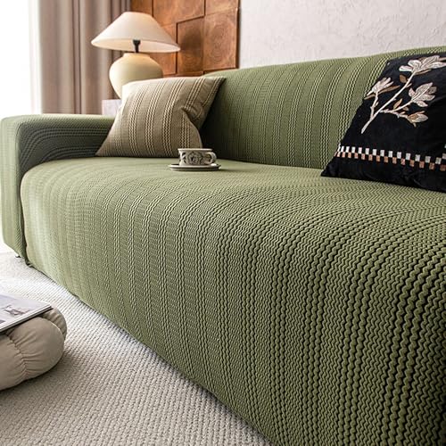 OwkHome Elastischer Stretch-Sofabezug for 1/2/3 Kissensofas, Waschbarer Schonbezug, Möbelschutz for Alle Jahreszeiten(Green,Large) von OwkHome