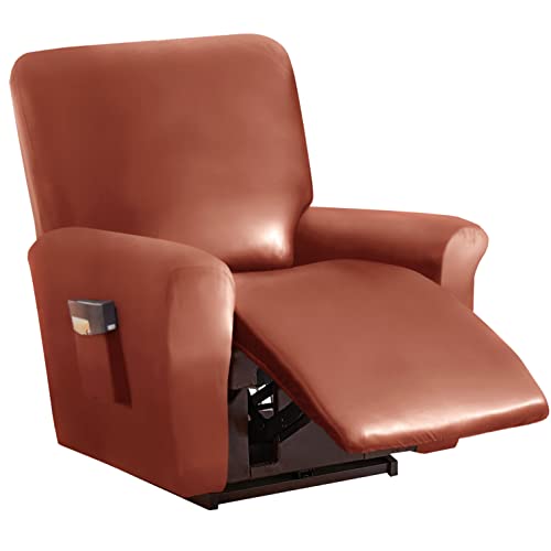 OwkHome Elastisches, Wasserdichtes Liegestuhl-Bezugsset Aus PU-Leder – 4-teiliger Möbelschutz for Haustiere Und Den Täglichen Gebrauch(Orange) von OwkHome