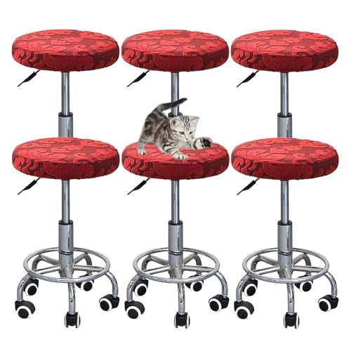 OwkHome Elastisches Barhocker-Sitzbezug-Set for Esszimmer, Küche Und Café(Red 1,6 PCS) von OwkHome