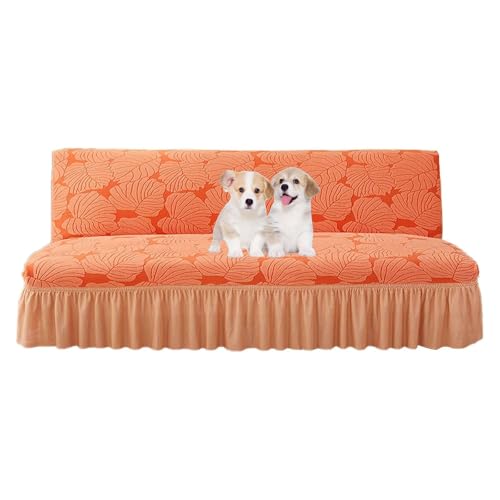 OwkHome Futon-Schonbezug Mit Rock Und Dehnbarem Design Ohne Armlehnen, Waschbarer Schlafsofa-Schutz(Orange,S) von OwkHome