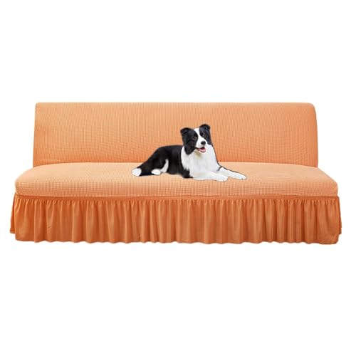 OwkHome Futon-Schonbezug Mit Rüschenrock – Waschbarer Sofabezug Ohne Armlehnen for Das Wohnzimmer(Orange,S) von OwkHome