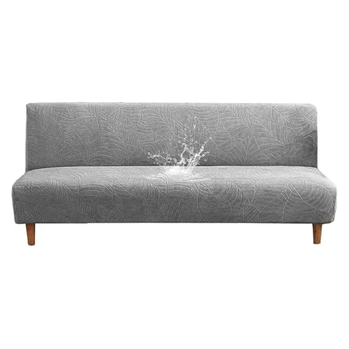 OwkHome Futonbezug Mit Blattmuster, Wasserabweisender Stretch-Schonbezug for Schlafsofas(Light Gray,Medium) von OwkHome