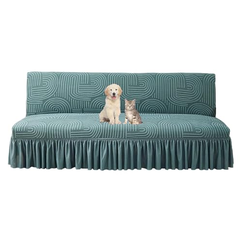 OwkHome Futonbezug Mit Rock, Dehnbarer, Rutschfester Schonbezug for Armloses Schlafsofa, Möbelschutz(Green,Large) von OwkHome