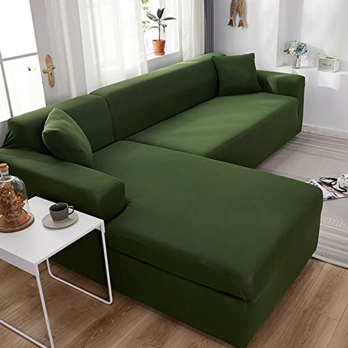 OwkHome Hochelastischer Sofabezug In L-Form, Weicher, Strapazierfähiger Sofabezug Mit Maschinenwaschbarem Schutz(Green,3 Seater+3 Seater) von OwkHome