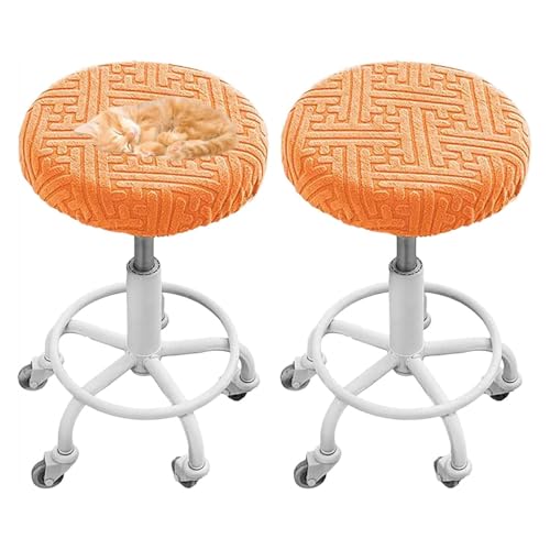 OwkHome Jacquard-Bezüge-Set for Runde Barhocker, Waschbarer Stretch-Sitzschutz for Den Gewerblichen Gebrauch(Orange,2 Pack) von OwkHome