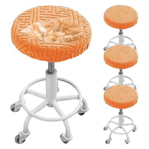 OwkHome Jacquard-Bezüge-Set for Runde Barhocker, Waschbarer Stretch-Sitzschutz for Den Gewerblichen Gebrauch(Orange,4 Pack) von OwkHome