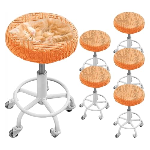 OwkHome Jacquard-Bezüge-Set for Runde Barhocker, Waschbarer Stretch-Sitzschutz for Den Gewerblichen Gebrauch(Orange,6 Pack) von OwkHome