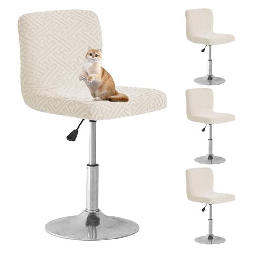 OwkHome Jacquard-Bezüge for Drehbare Barhocker, 4er-Set, Stretch-Stuhlschoner for Küche Und Esszimmer(Beige,4 Pack) von OwkHome