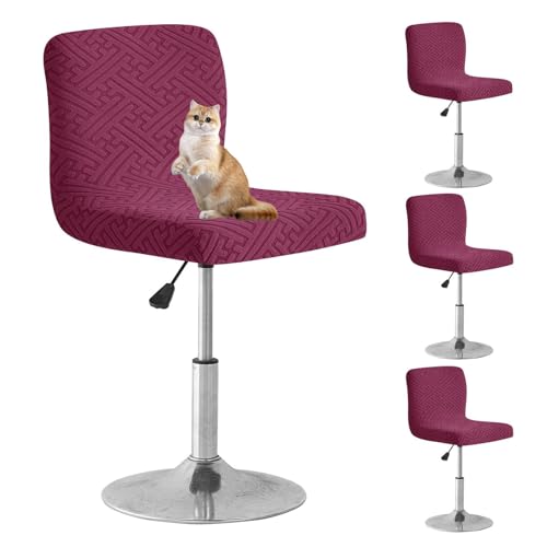 OwkHome Jacquard-Bezüge for Drehbare Barhocker, 4er-Set, Stretch-Stuhlschoner for Küche Und Esszimmer(Burgundy,4 Pack) von OwkHome