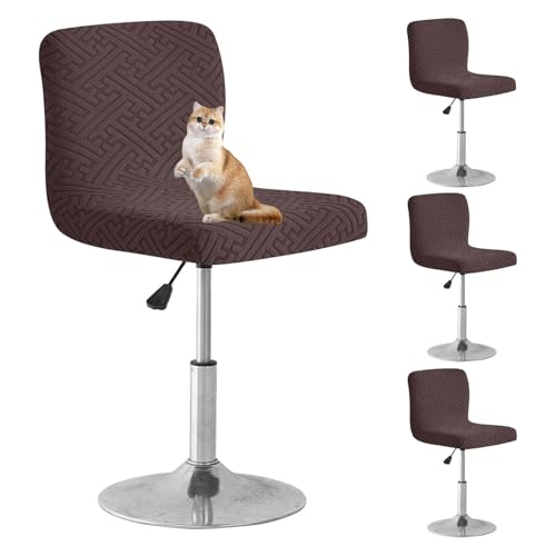 OwkHome Jacquard-Bezüge for Drehbare Barhocker, 4er-Set, Stretch-Stuhlschoner for Küche Und Esszimmer(Dark Coffee,4 Pack) von OwkHome