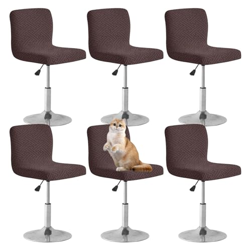 OwkHome Jacquard-Bezüge for Drehbare Barhocker, 4er-Set, Stretch-Stuhlschoner for Küche Und Esszimmer(Dark Coffee,6 Pack) von OwkHome