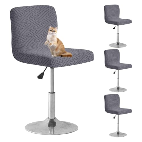 OwkHome Jacquard-Bezüge for Drehbare Barhocker, 4er-Set, Stretch-Stuhlschoner for Küche Und Esszimmer(Dark Gray,4 Pack) von OwkHome