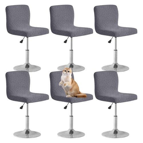 OwkHome Jacquard-Bezüge for Drehbare Barhocker, 4er-Set, Stretch-Stuhlschoner for Küche Und Esszimmer(Dark Gray,6 Pack) von OwkHome