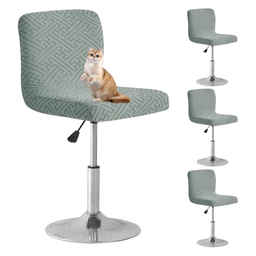 OwkHome Jacquard-Bezüge for Drehbare Barhocker, 4er-Set, Stretch-Stuhlschoner for Küche Und Esszimmer(Green,4 Pack) von OwkHome
