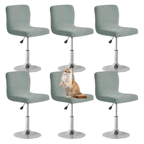 OwkHome Jacquard-Bezüge for Drehbare Barhocker, 4er-Set, Stretch-Stuhlschoner for Küche Und Esszimmer(Green,6 Pack) von OwkHome