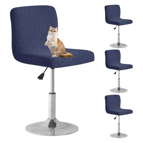 OwkHome Jacquard-Bezüge for Drehbare Barhocker, 4er-Set, Stretch-Stuhlschoner for Küche Und Esszimmer(Navy Blue,4 Pack) von OwkHome