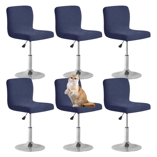 OwkHome Jacquard-Bezüge for Drehbare Barhocker, 4er-Set, Stretch-Stuhlschoner for Küche Und Esszimmer(Navy Blue,6 Pack) von OwkHome
