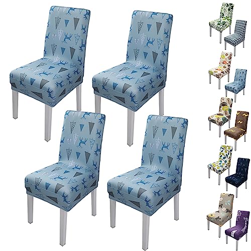 OwkHome Jacquard-Esszimmerstuhl-Bezugsset, Moderner Stretch-Schonbezug for Bankette Und Restaurants(Blue a 4pcs) von OwkHome