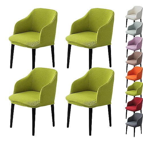 OwkHome Jacquard-Esszimmerstuhl-Bezugsset, Stretch-Armlehnenbezüge for Stühle Mit Gebogener Rückenlehne(Green 4pcs) von OwkHome