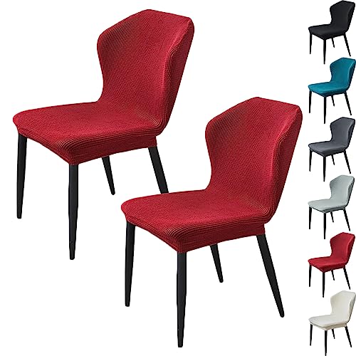 OwkHome Jacquard-Karo-Stretch-Schonbezug for Stühle Mit Gebogener Rückenlehne, Abnehmbarer, Waschbarer Barhocker-Schutz(Red 2pcs) von OwkHome