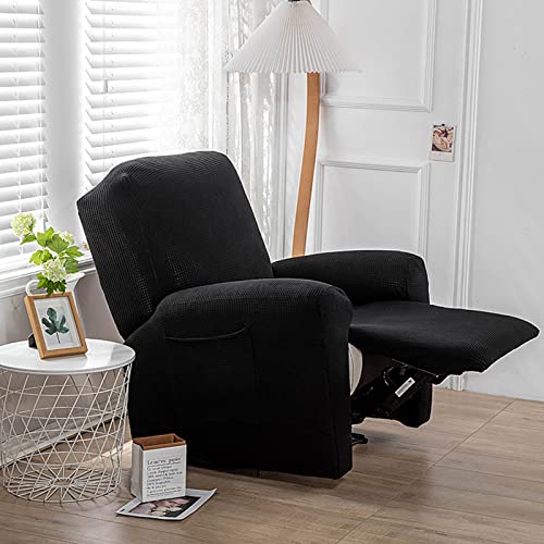 OwkHome Jacquard-Liegestuhl-Schonbezug-Set, Dehnbarer, Elastischer Möbelschutz for Stühle(Black) von OwkHome